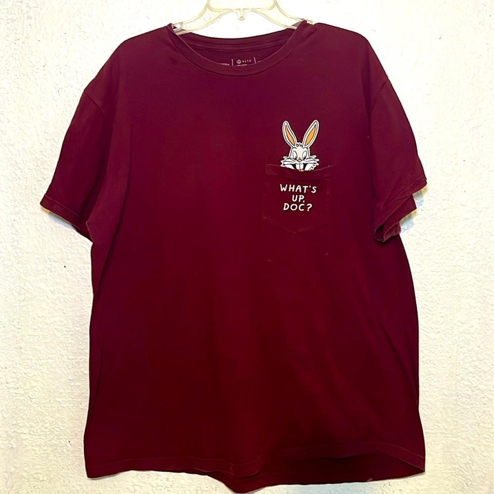 Neff Looney Tunes maroon Bugs Bunny what’s up, Doc T-shirt size XXL